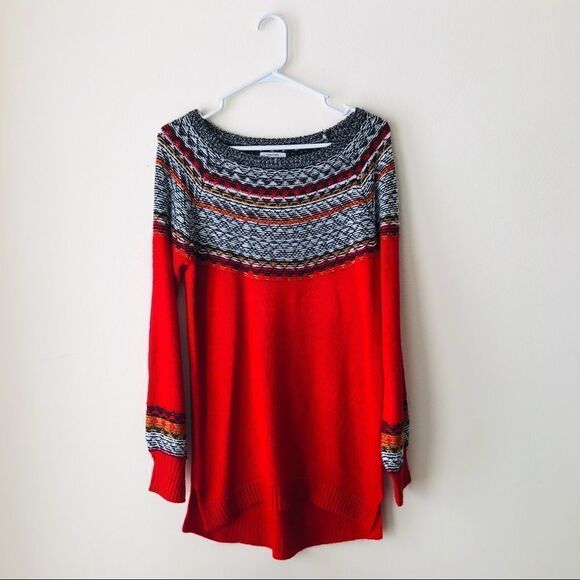 Maurices Red Patterned Oversized Sweater XS - Picture 4 of 5